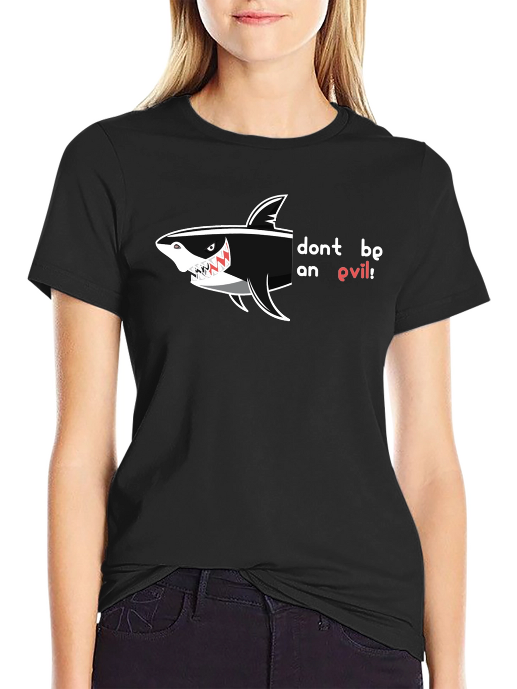 Dont Be An Evil Shark Black T-Shirt