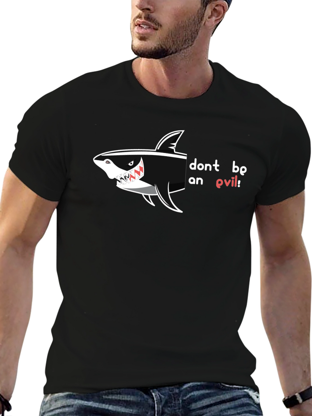 Dont Be An Evil Shark Black T-Shirt