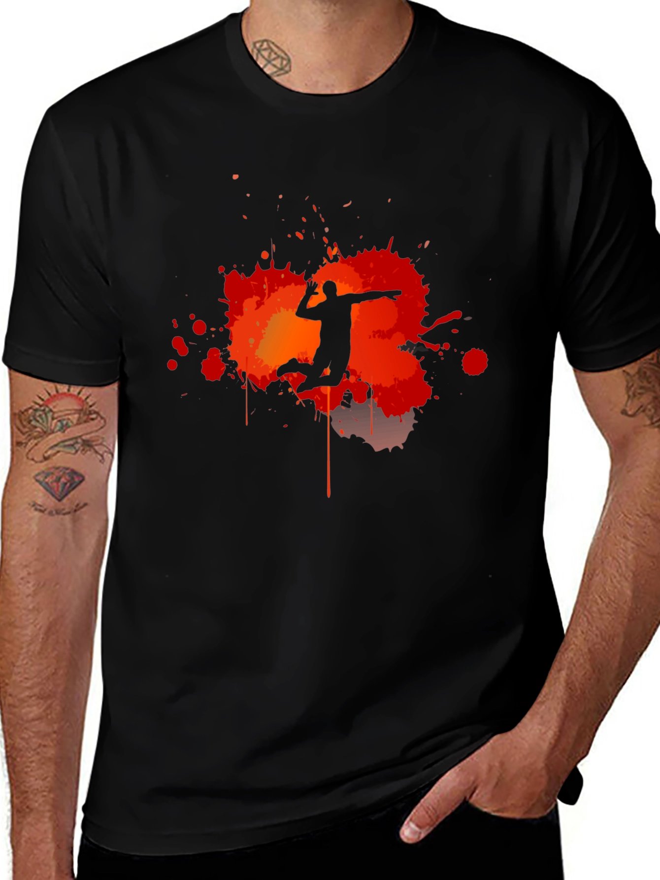 Volleyball Player Silhouette Graphic T-Shirt