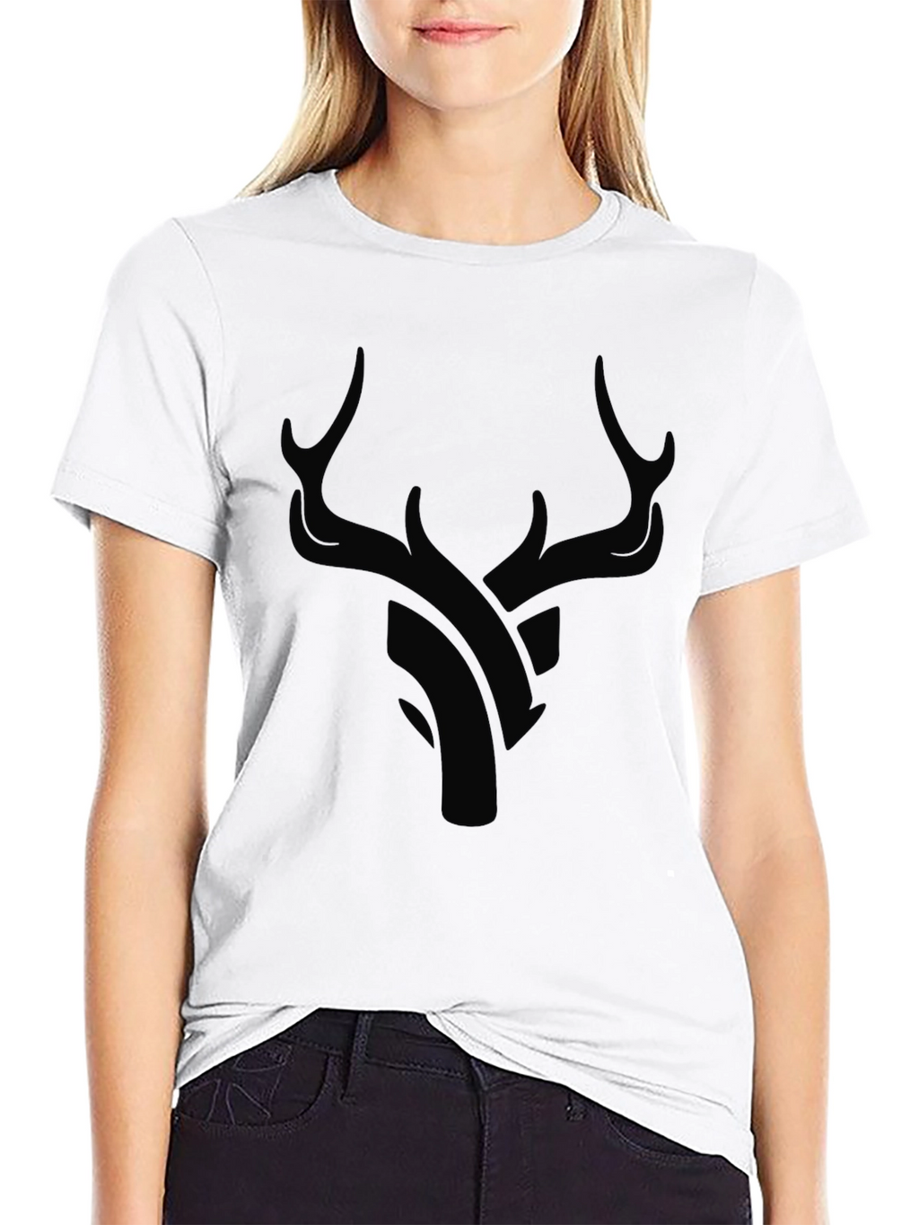 Modern Black Deer Graphic T-Shirt