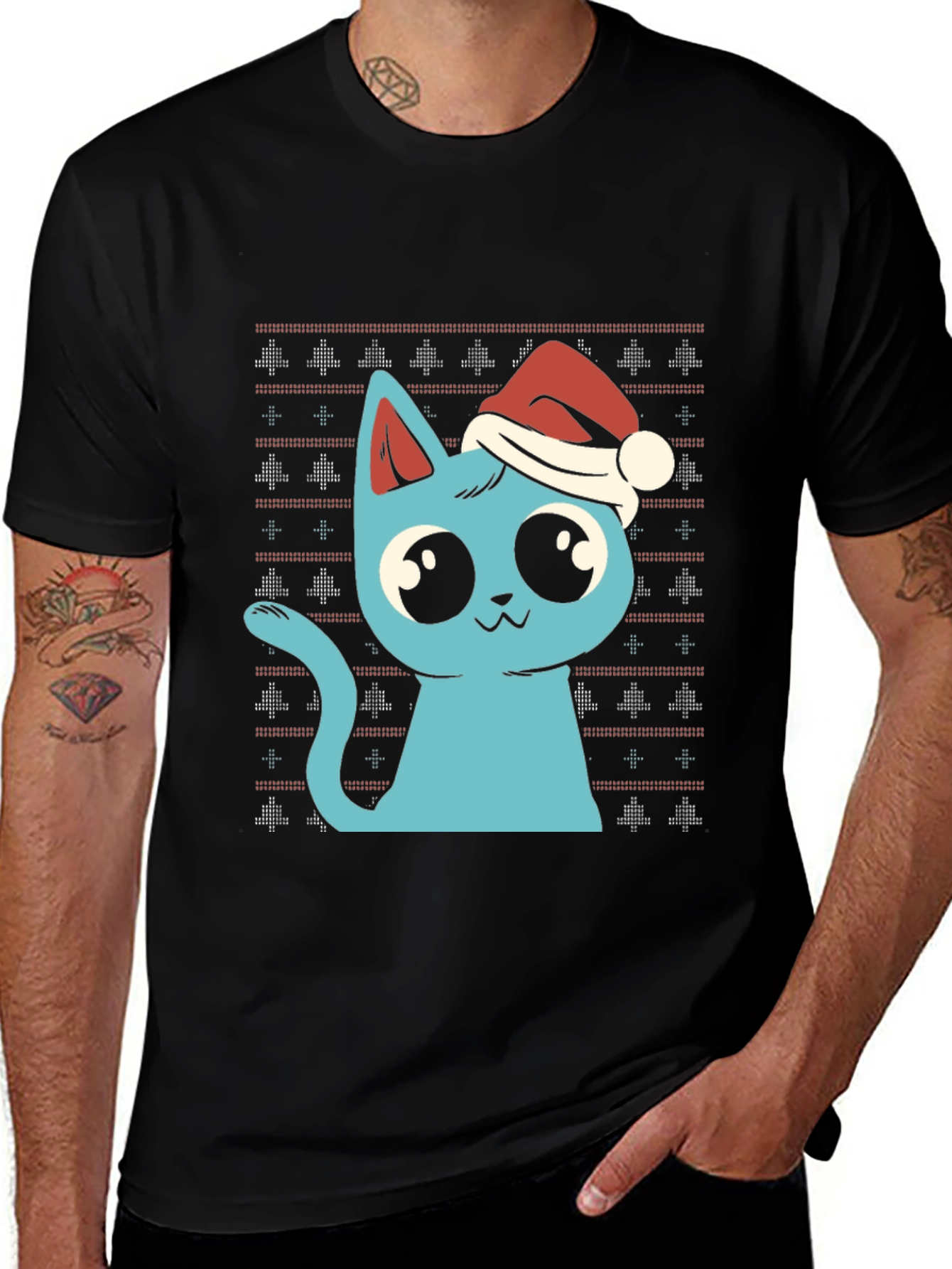 Festive Cat Christmas T-Shirt