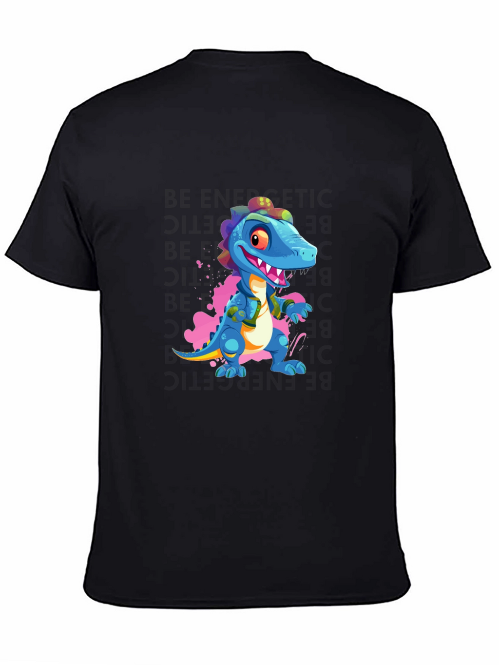 Cartoon Dinosaur Graphic Black T-Shirt