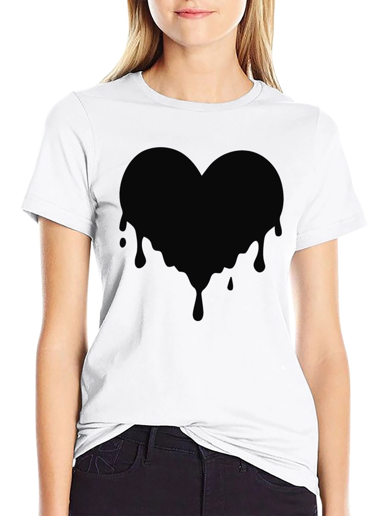 Mens Black Heart Drip Graphic Tee