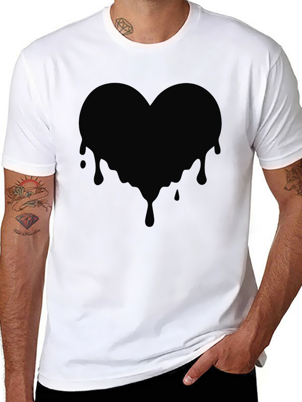 Mens Black Heart Drip Graphic Tee