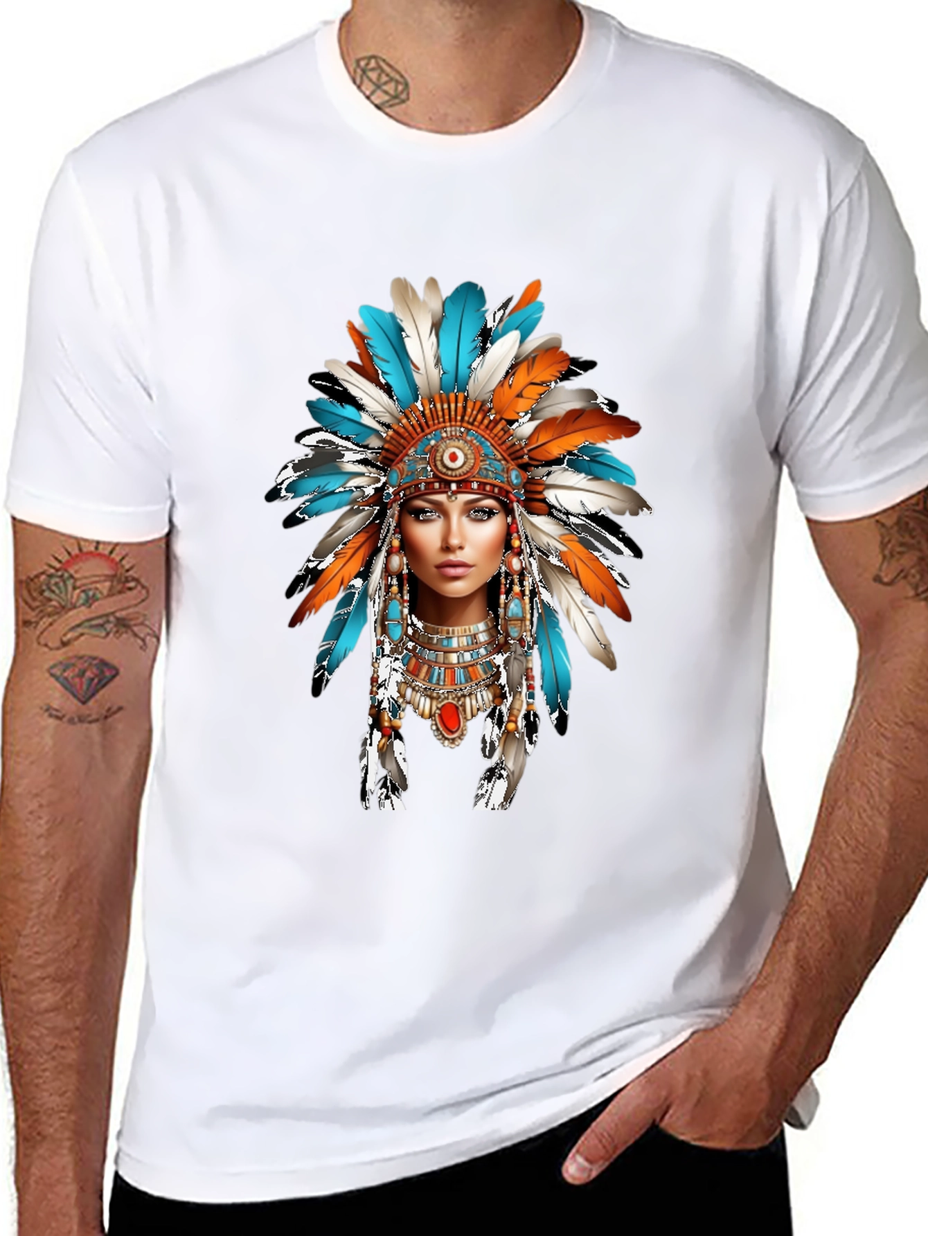 Native American Headdress Graphic T-Shirt