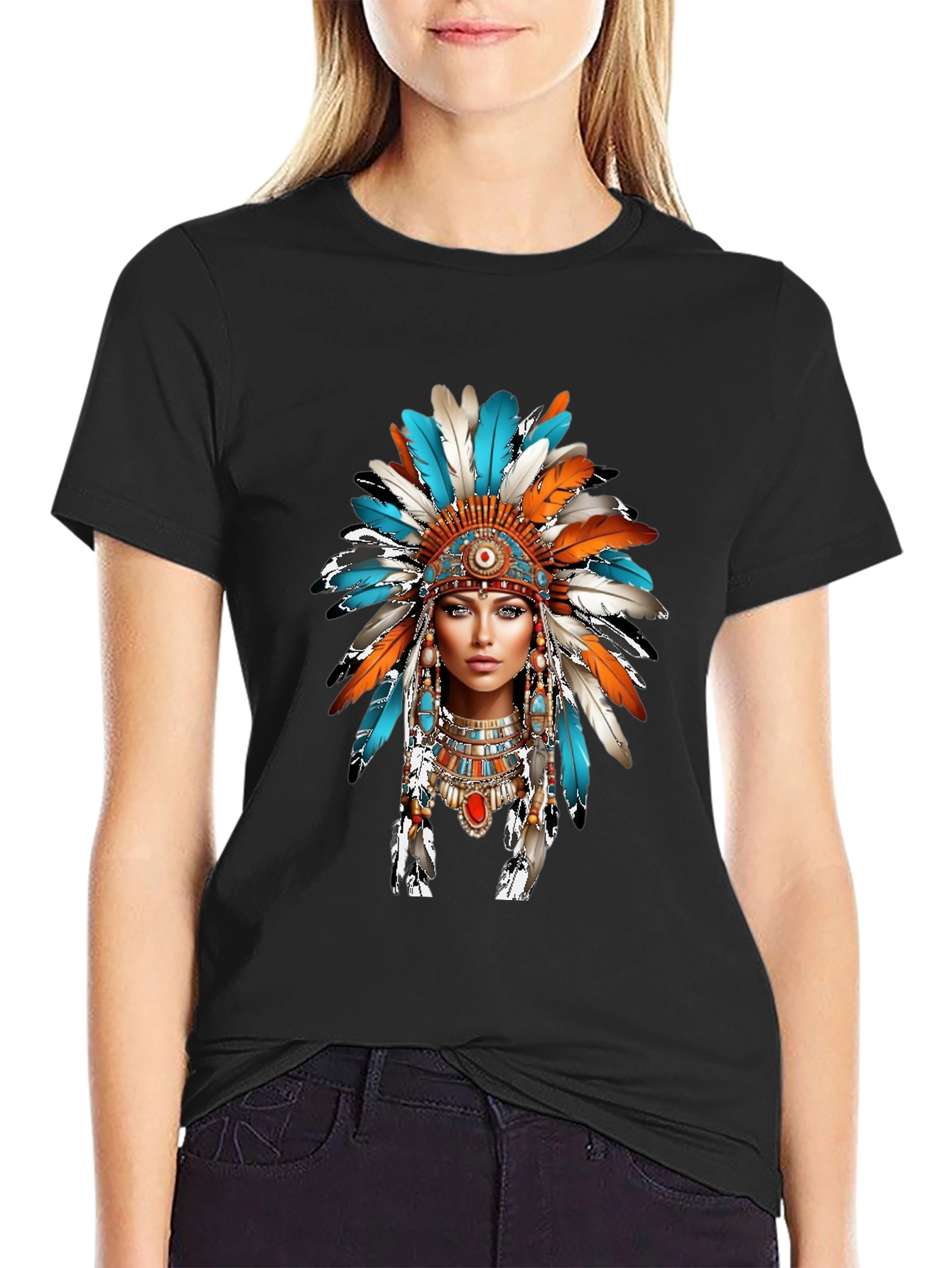 Native American Headdress Graphic T-Shirt
