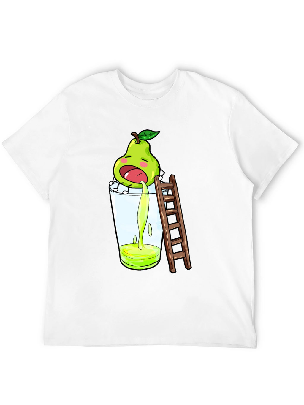 Funny Pear Juice Cartoon Black T-Shirt