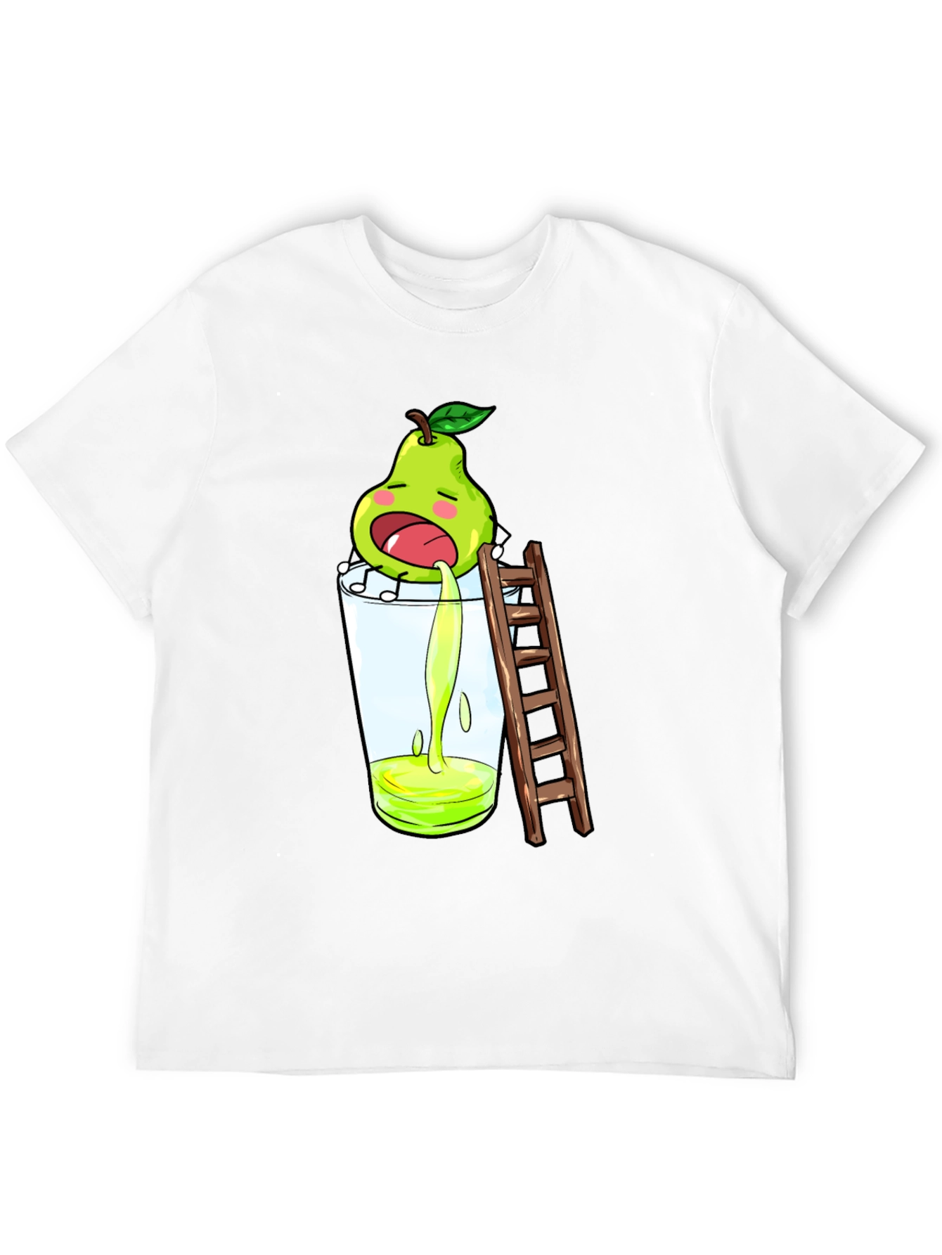 Funny Pear Juice Cartoon Black T-Shirt