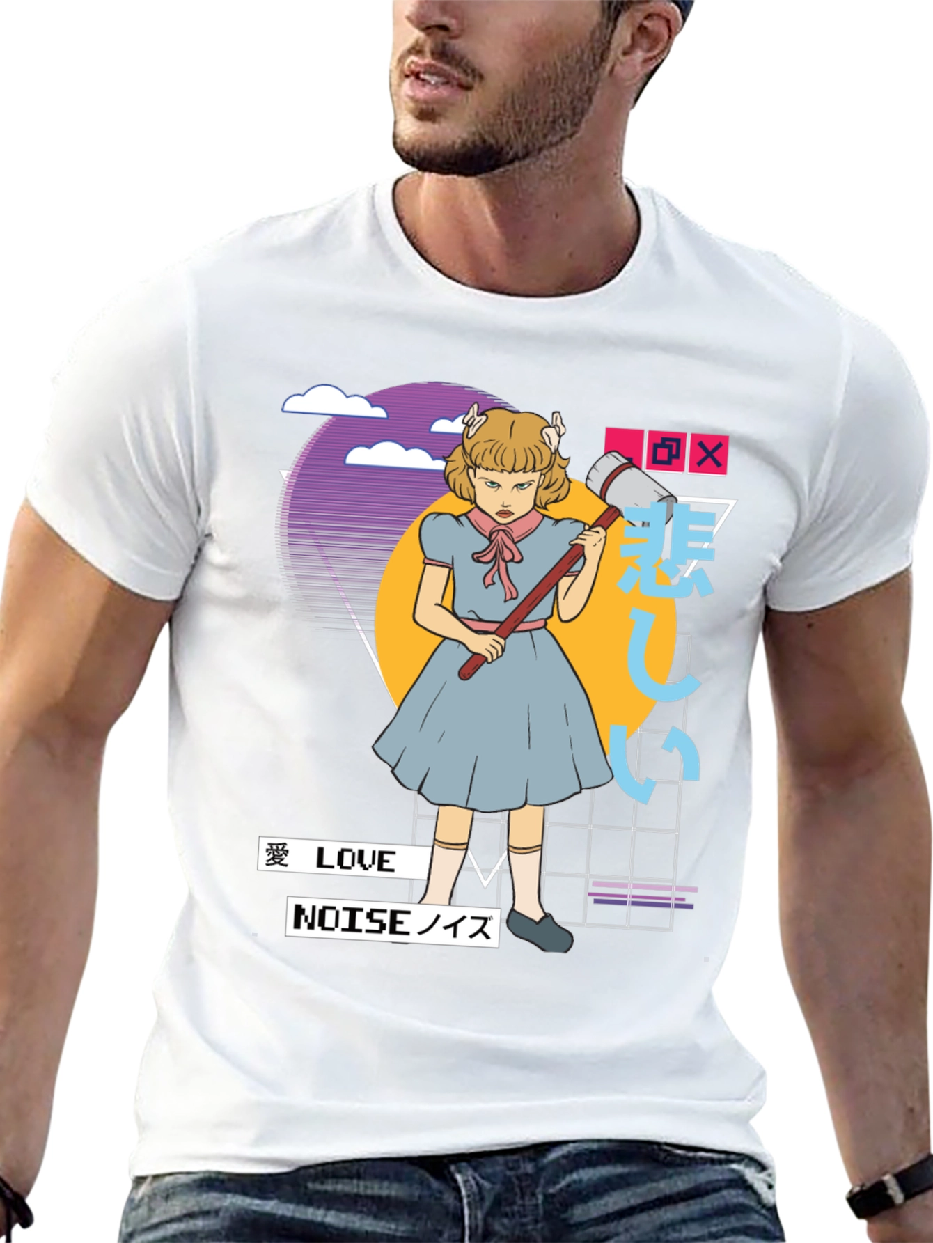 Retro Anime Girl Black T-Shirt