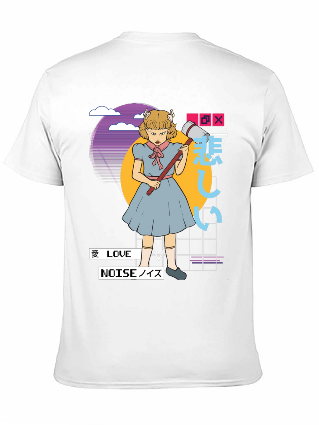 Retro Anime Girl Black T-Shirt