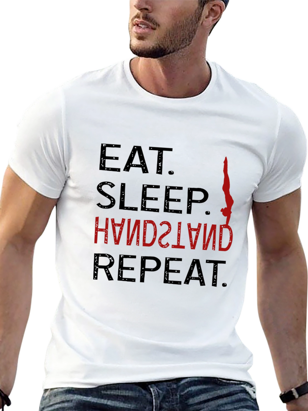 Eat Sleep Handstand Repeat Black T-Shirt