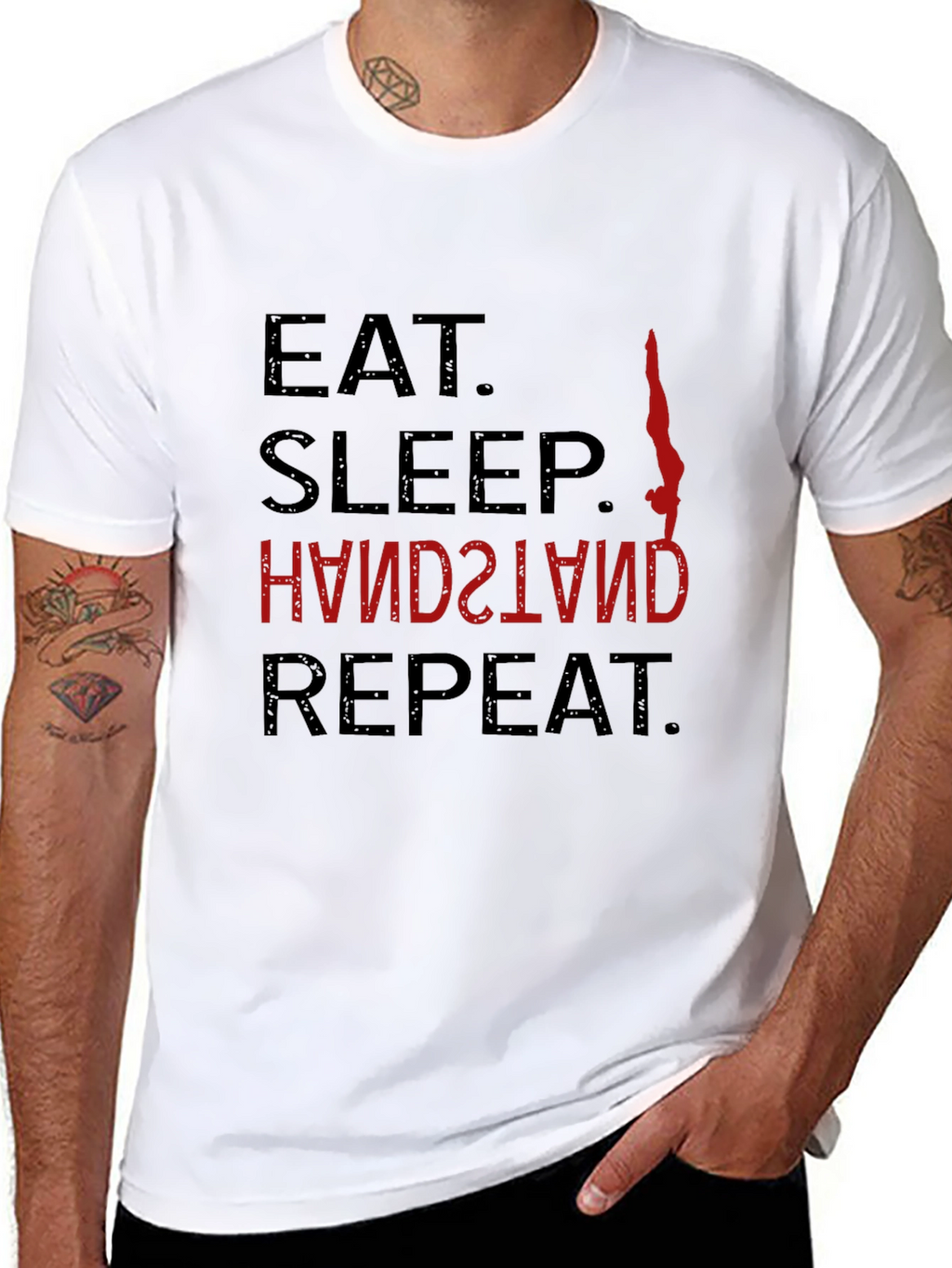 Eat Sleep Handstand Repeat Black T-Shirt