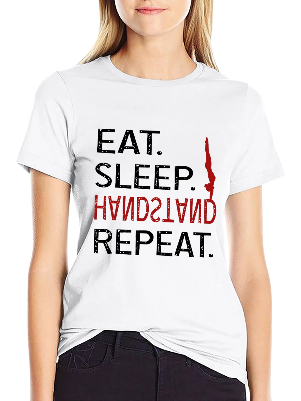 Eat Sleep Handstand Repeat Black T-Shirt