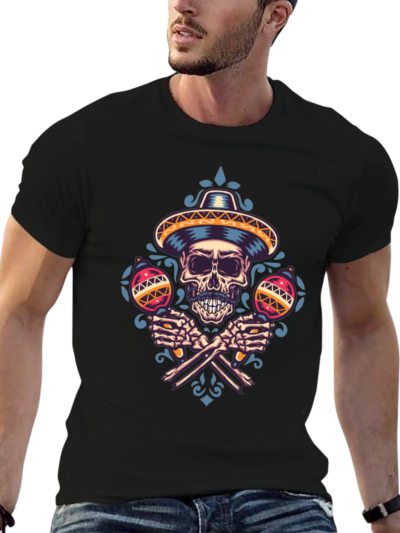 Dia de los Muertos Skull Maracas T-Shirt