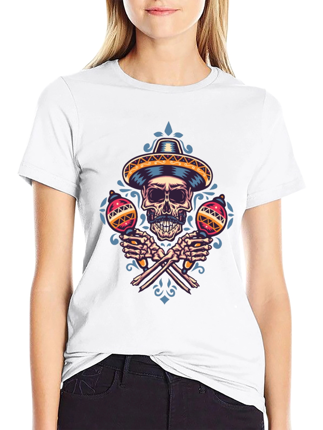 Dia de los Muertos Skull Maracas T-Shirt