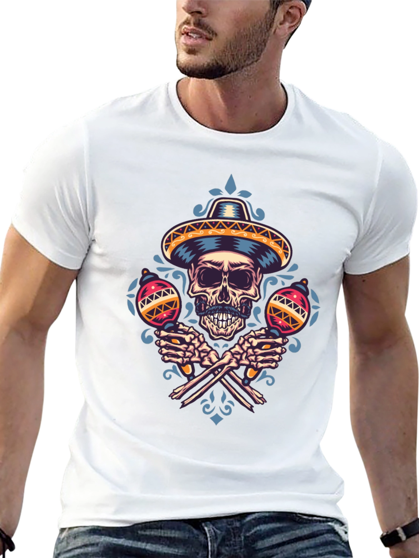 Dia de los Muertos Skull Maracas T-Shirt