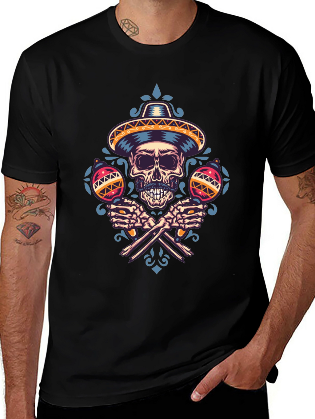 Dia de los Muertos Skull Maracas T-Shirt