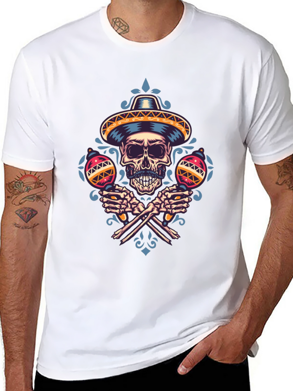 Dia de los Muertos Skull Maracas T-Shirt