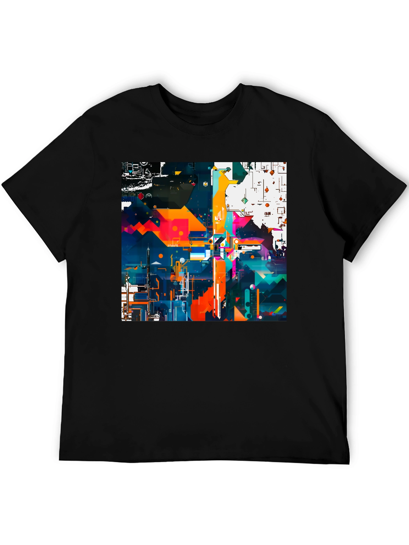 Abstract Geometric Art Print Black Tee