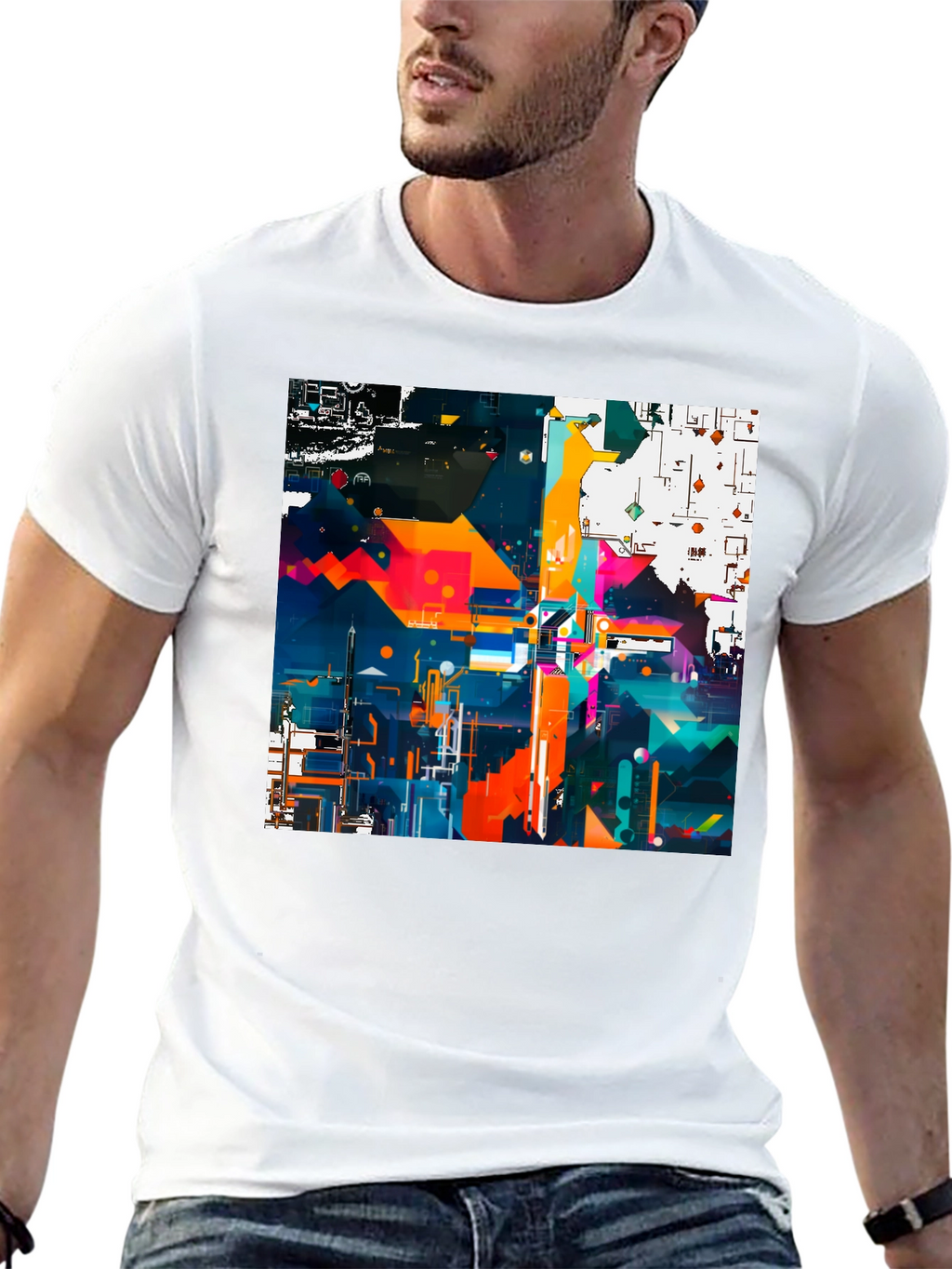 Abstract Geometric Art Print Black Tee