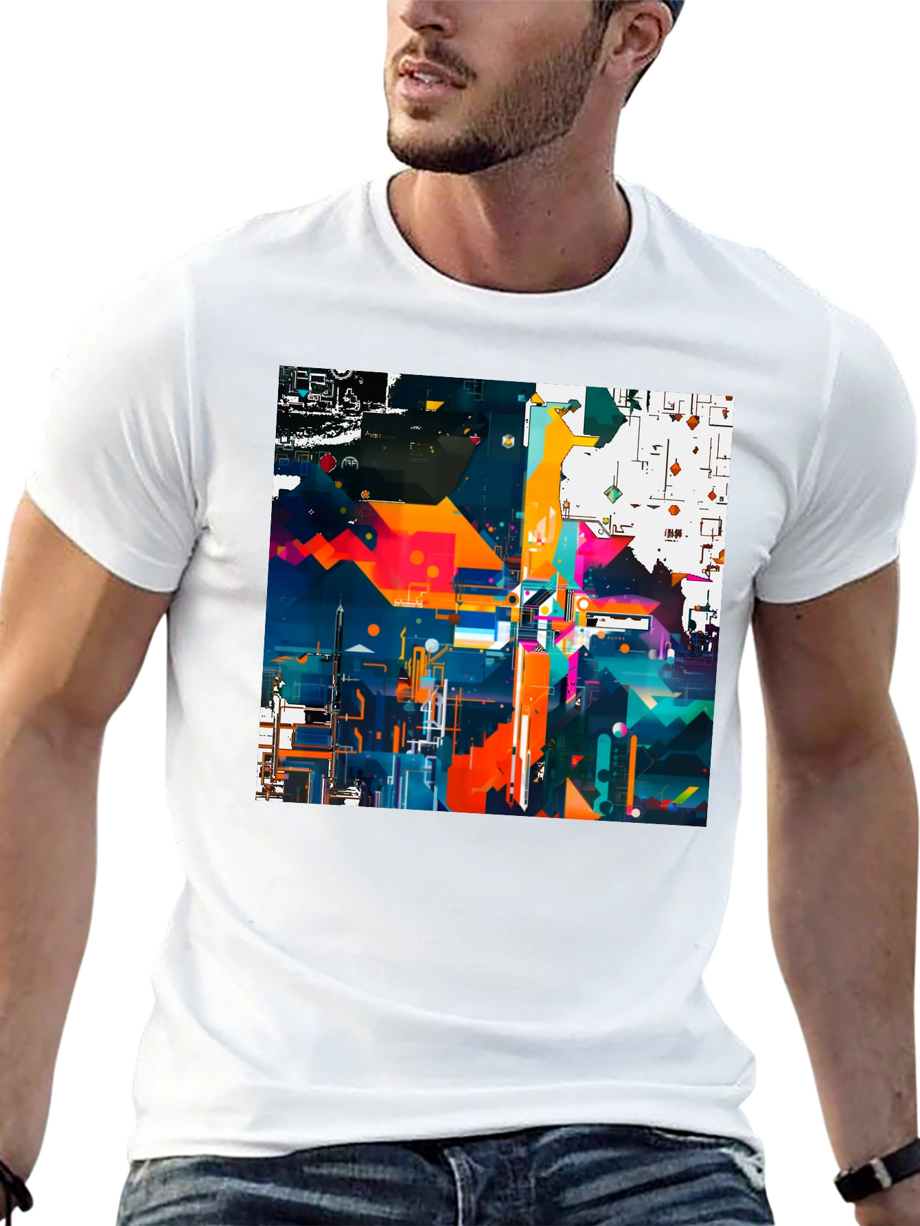 Abstract Geometric Art Print Black Tee