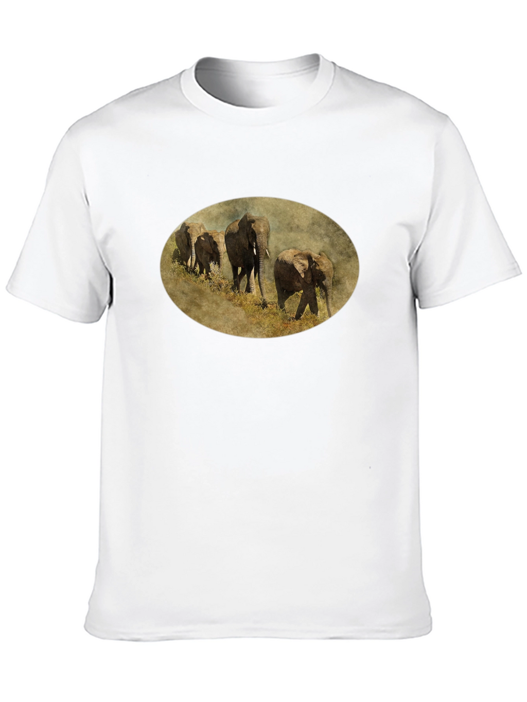 Elephant Herd Graphic Black T-Shirt