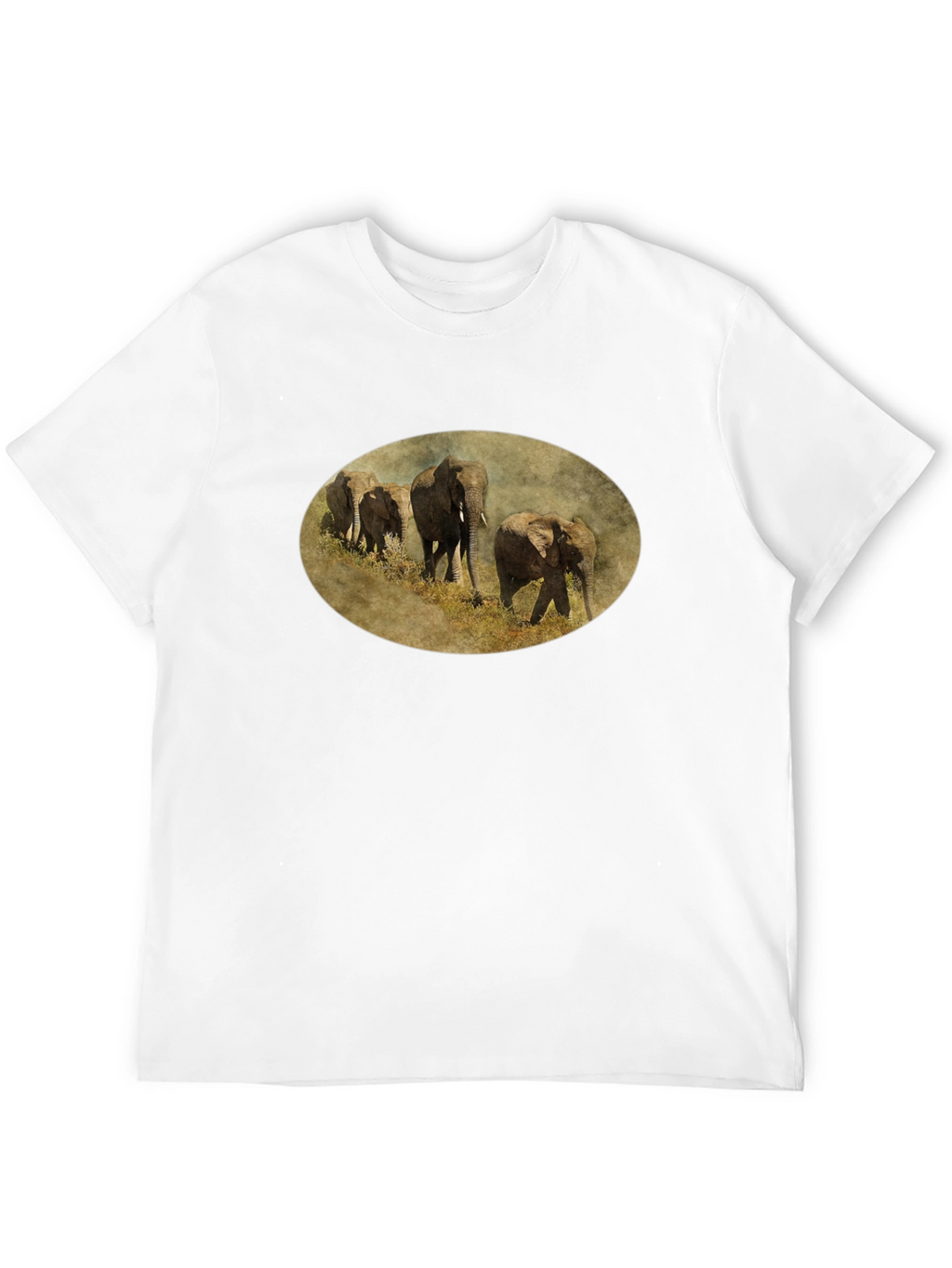 Elephant Herd Graphic Black T-Shirt