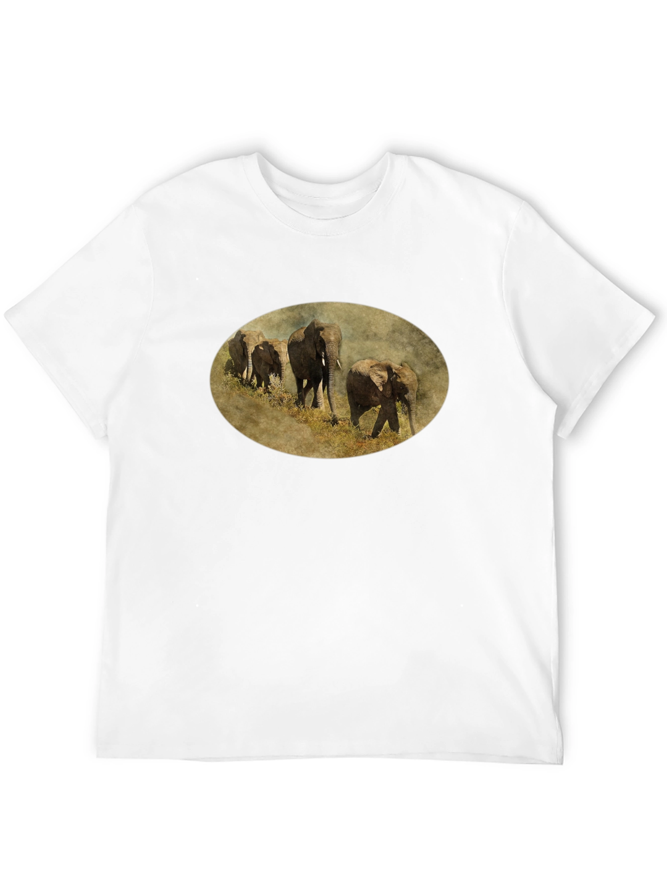 Elephant Herd Graphic Black T-Shirt