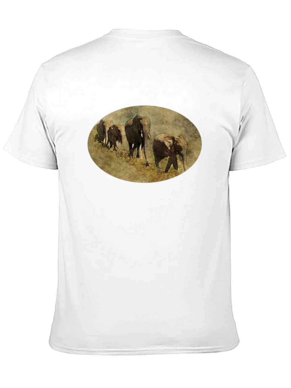 Elephant Herd Graphic Black T-Shirt