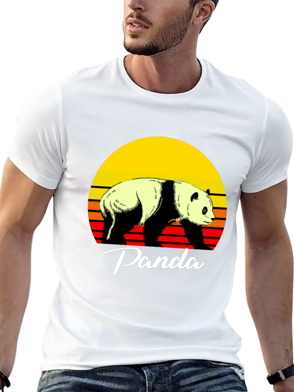 Retro Panda Graphic Tee - Sunset Design