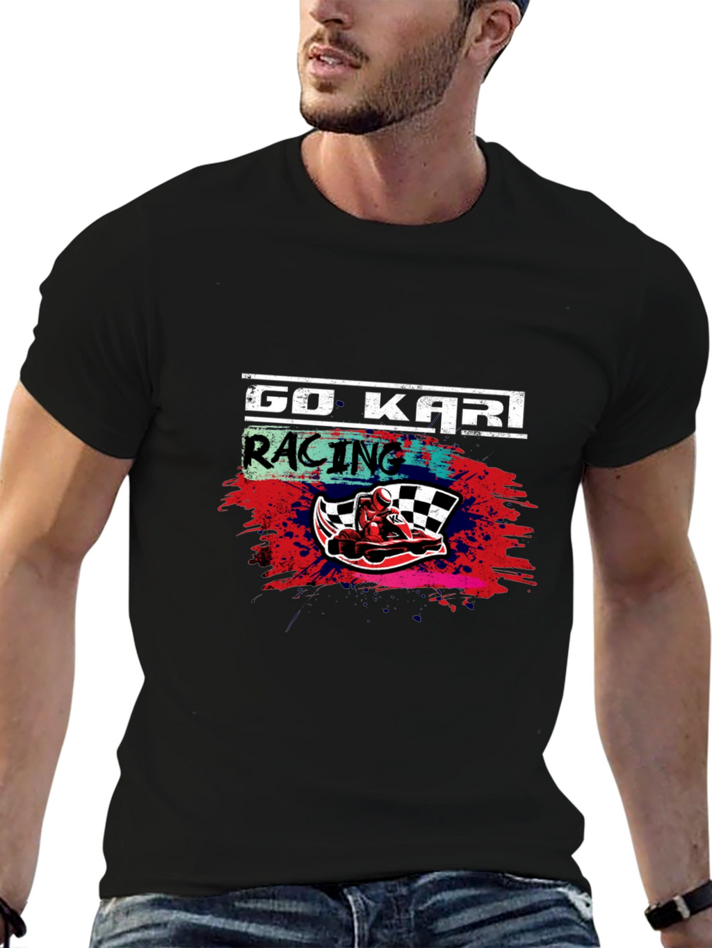 Go Kart Racing Graphic Tee - Black