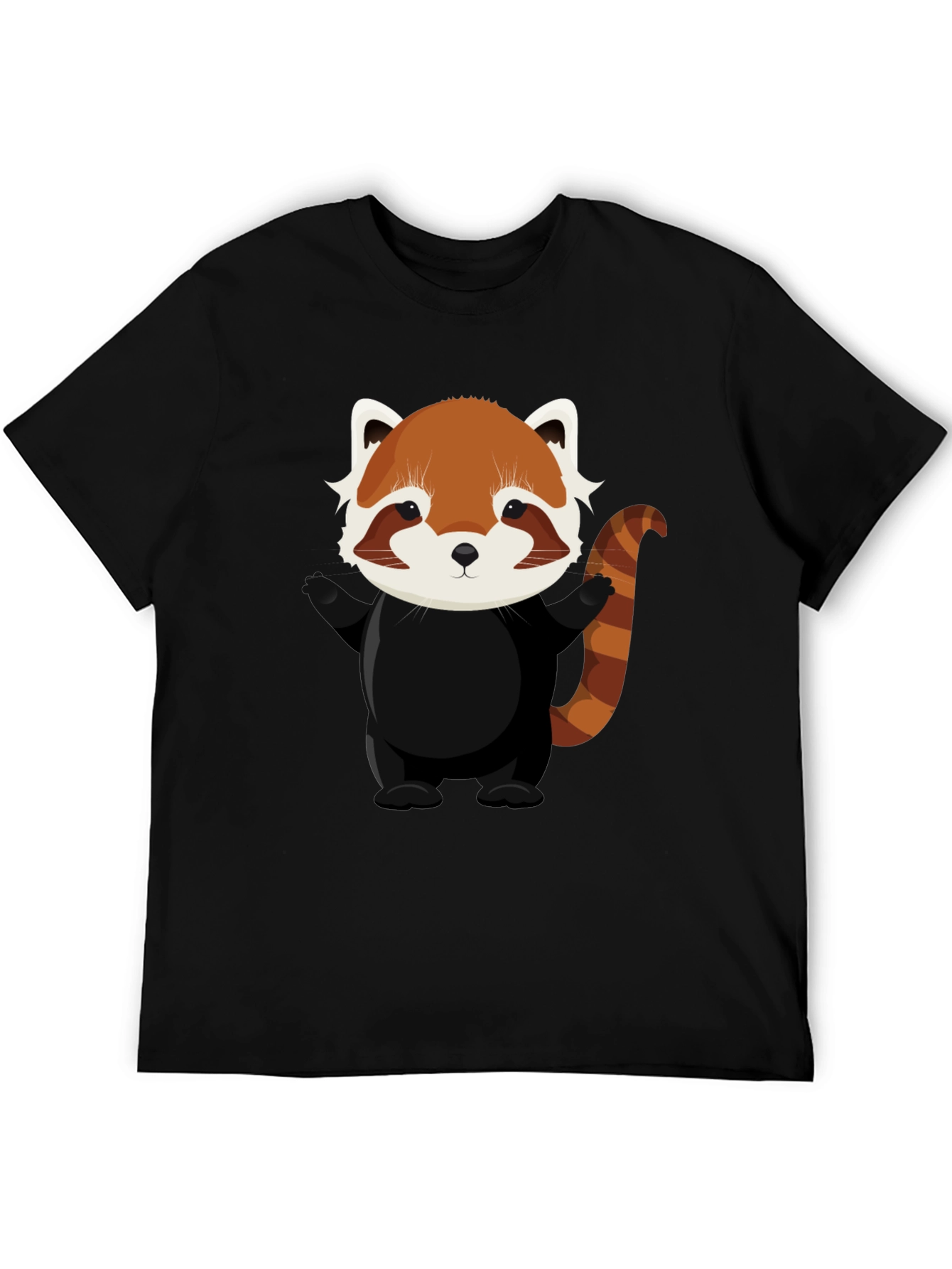 Cute Red Panda Graphic Tee - Black Cotton T-Shirt