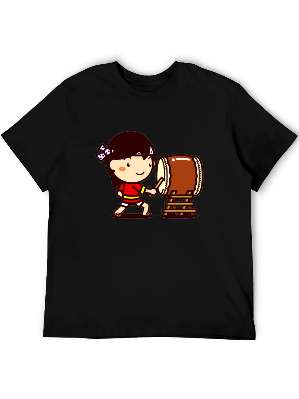 Cartoon Drummer Black T-Shirt