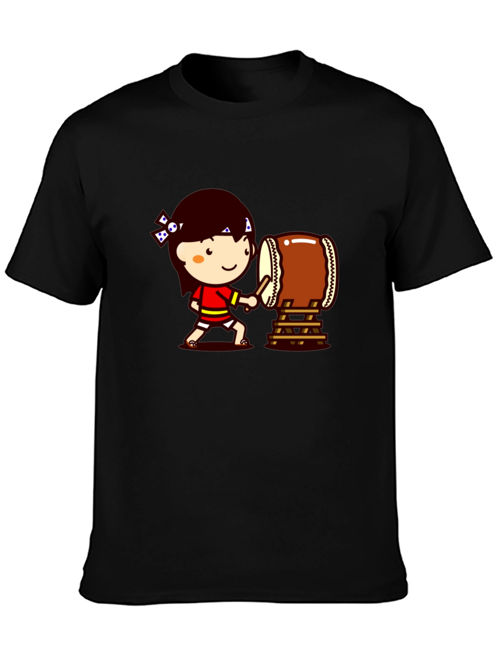 Cartoon Drummer Black T-Shirt