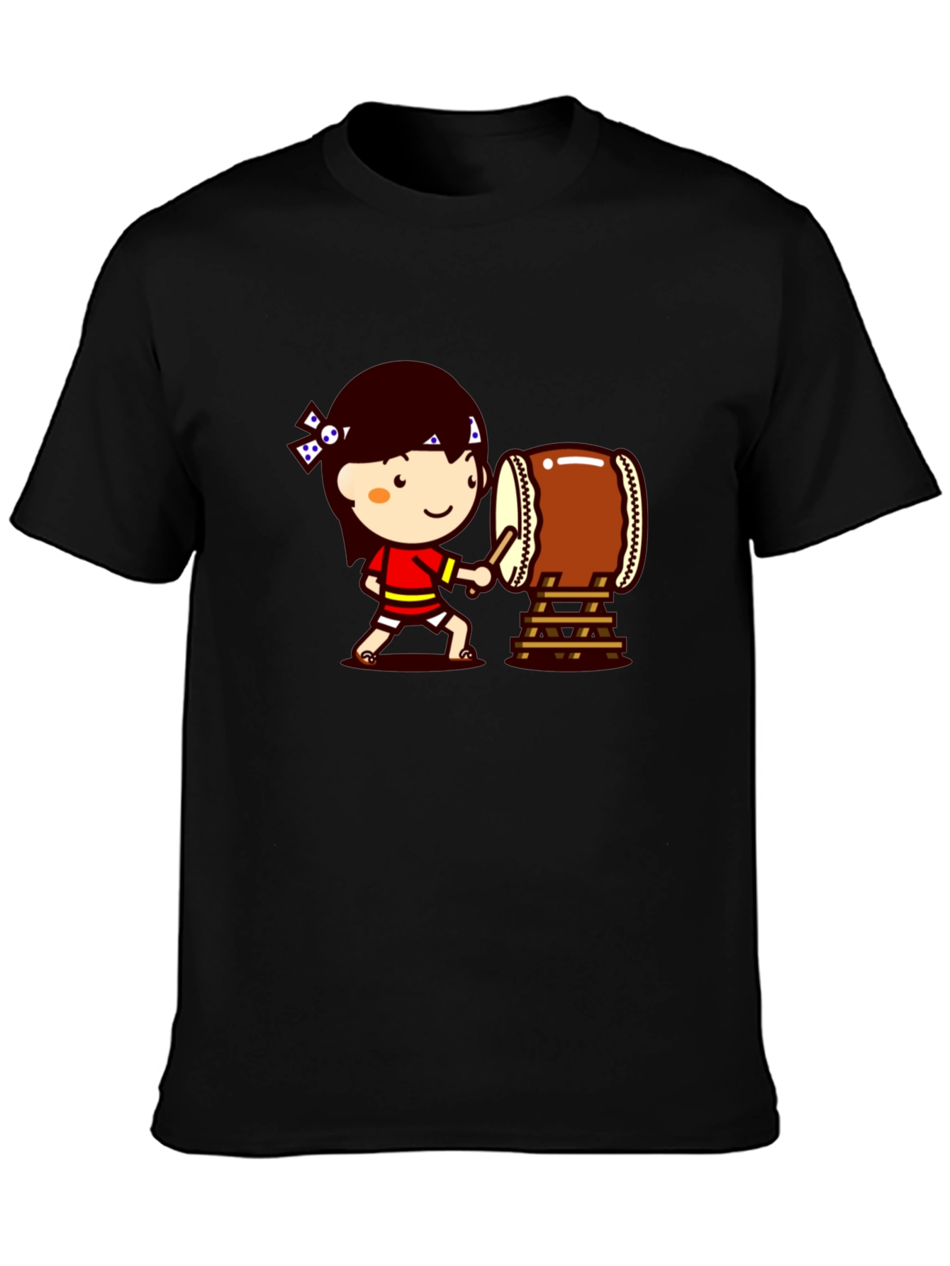 Cartoon Drummer Black T-Shirt