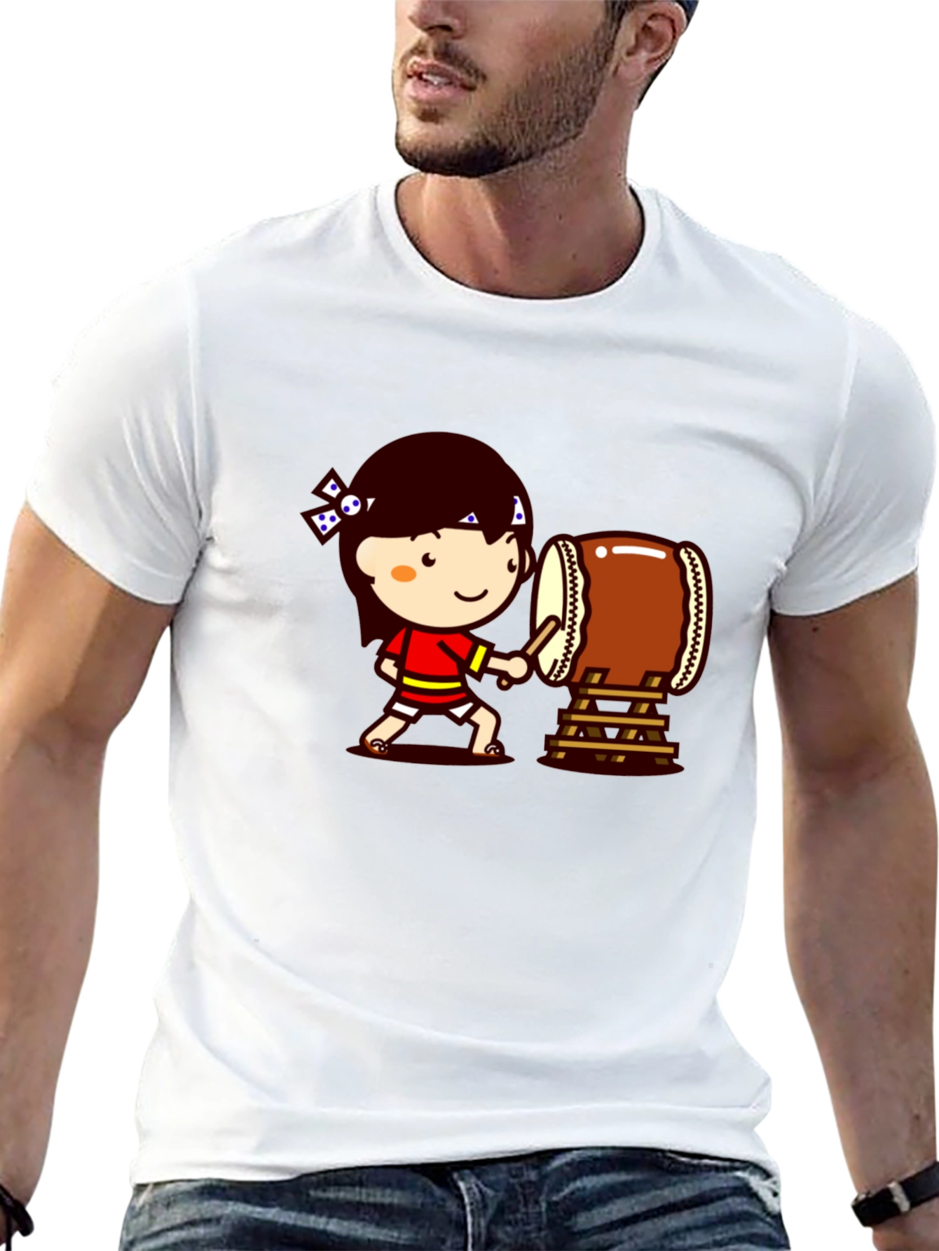 Cartoon Drummer Black T-Shirt