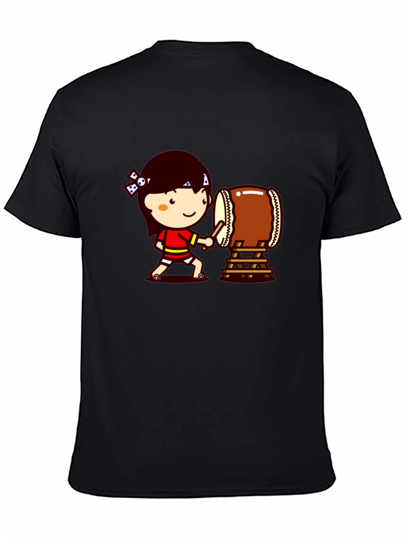 Cartoon Drummer Black T-Shirt