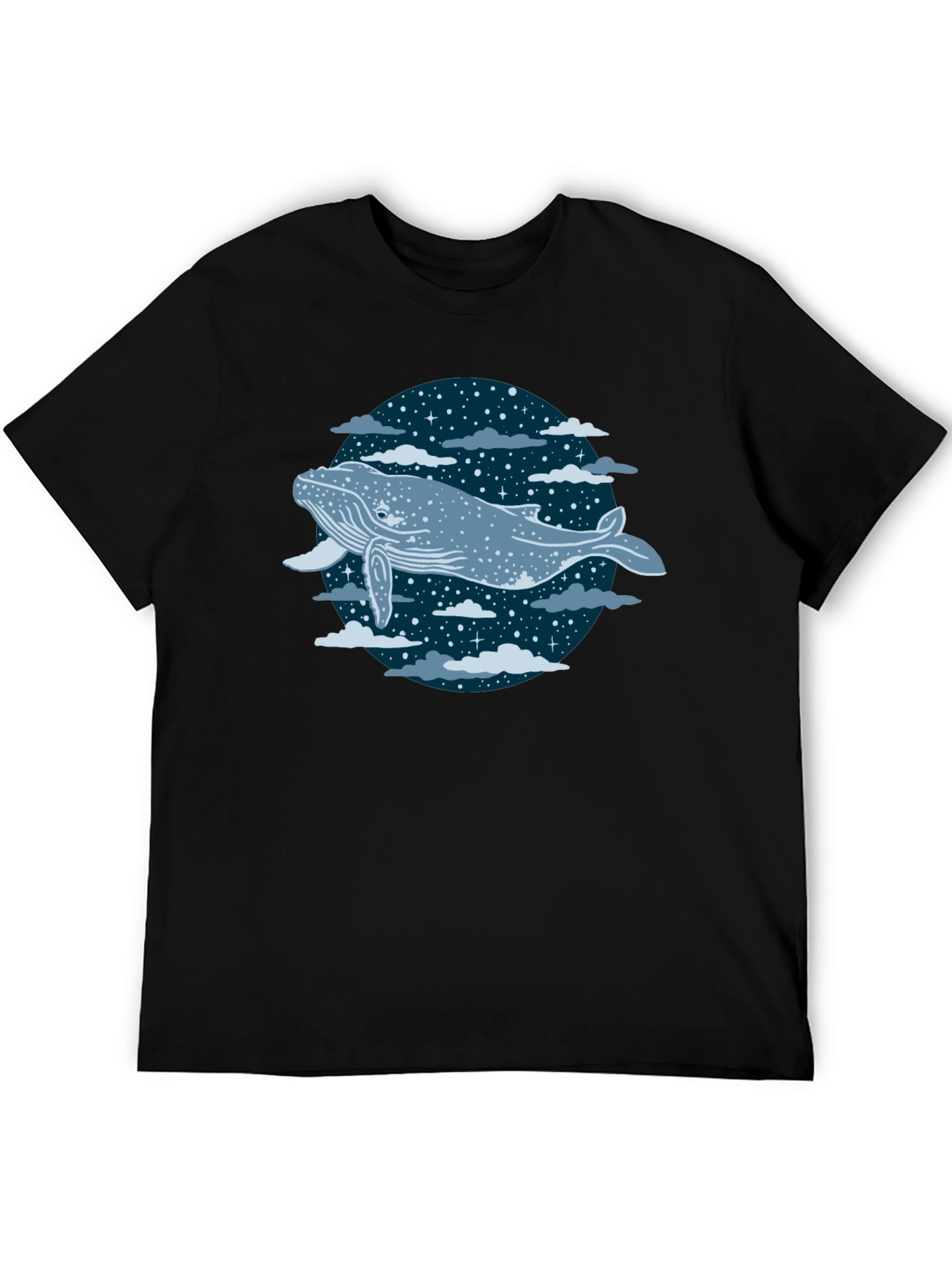 Whale in the Night Sky Graphic Tee - Black