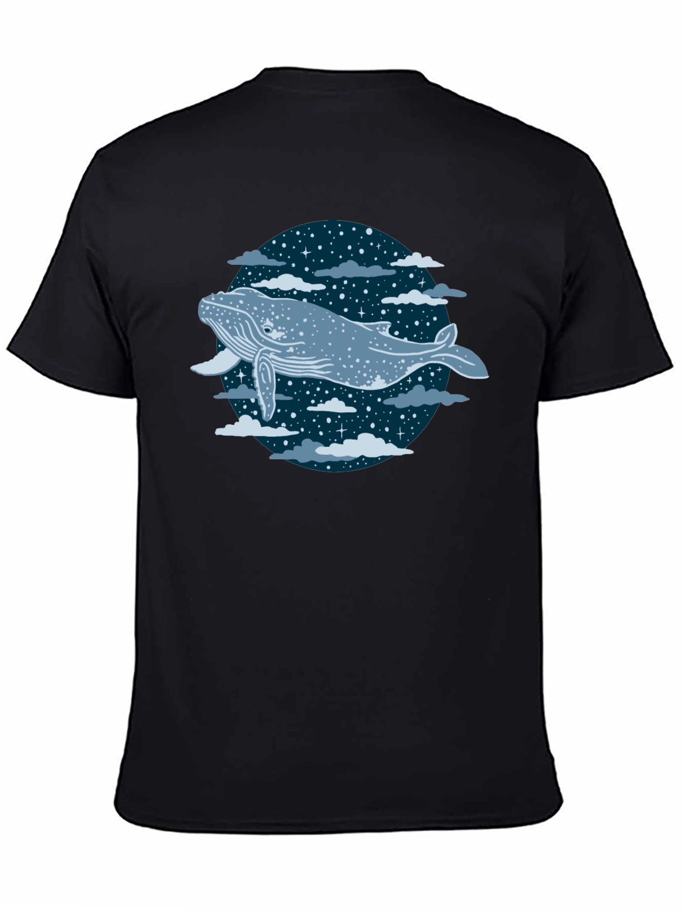 Whale in the Night Sky Graphic Tee - Black