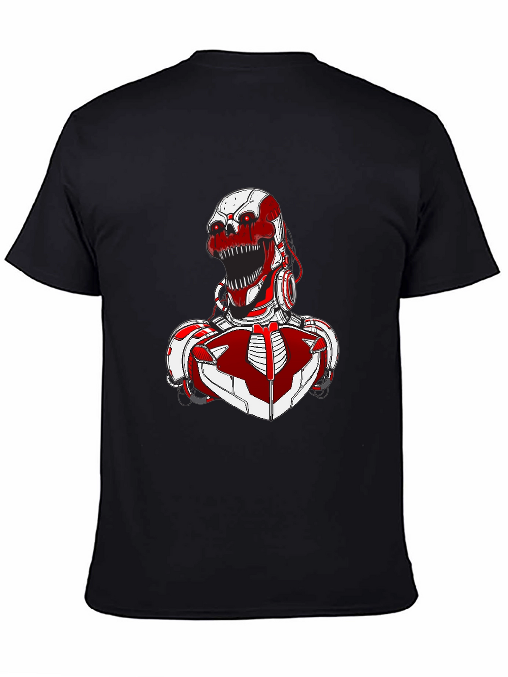 Red Robot Skull Graphic T-Shirt