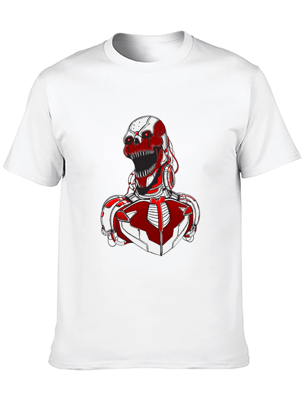 Red Robot Skull Graphic T-Shirt