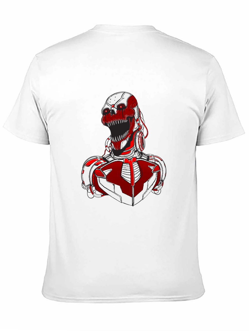 Red Robot Skull Graphic T-Shirt