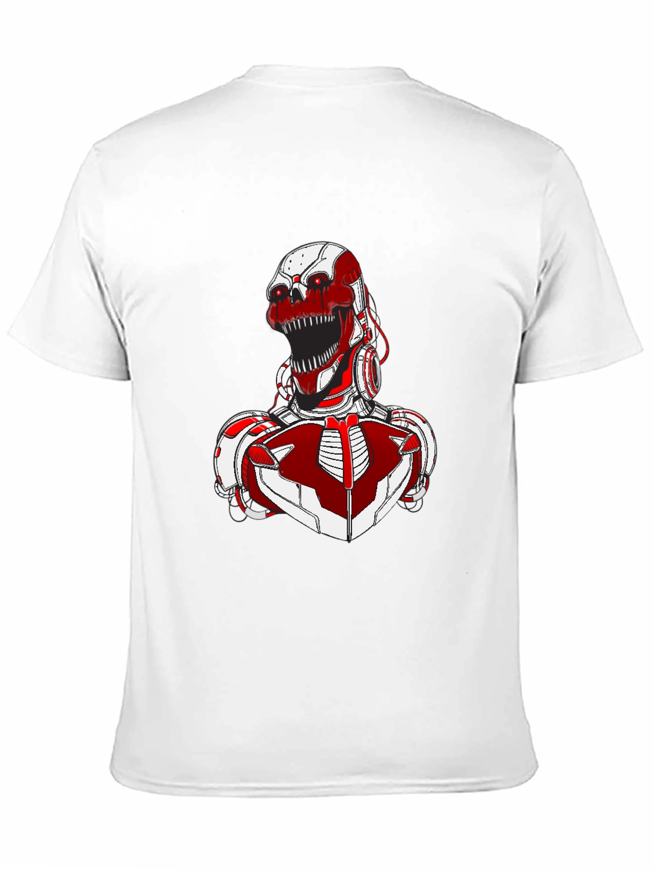 Red Robot Skull Graphic T-Shirt