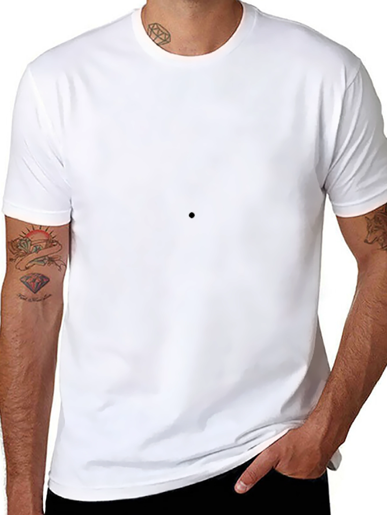 Mens Solid Black Crew Neck T-Shirt