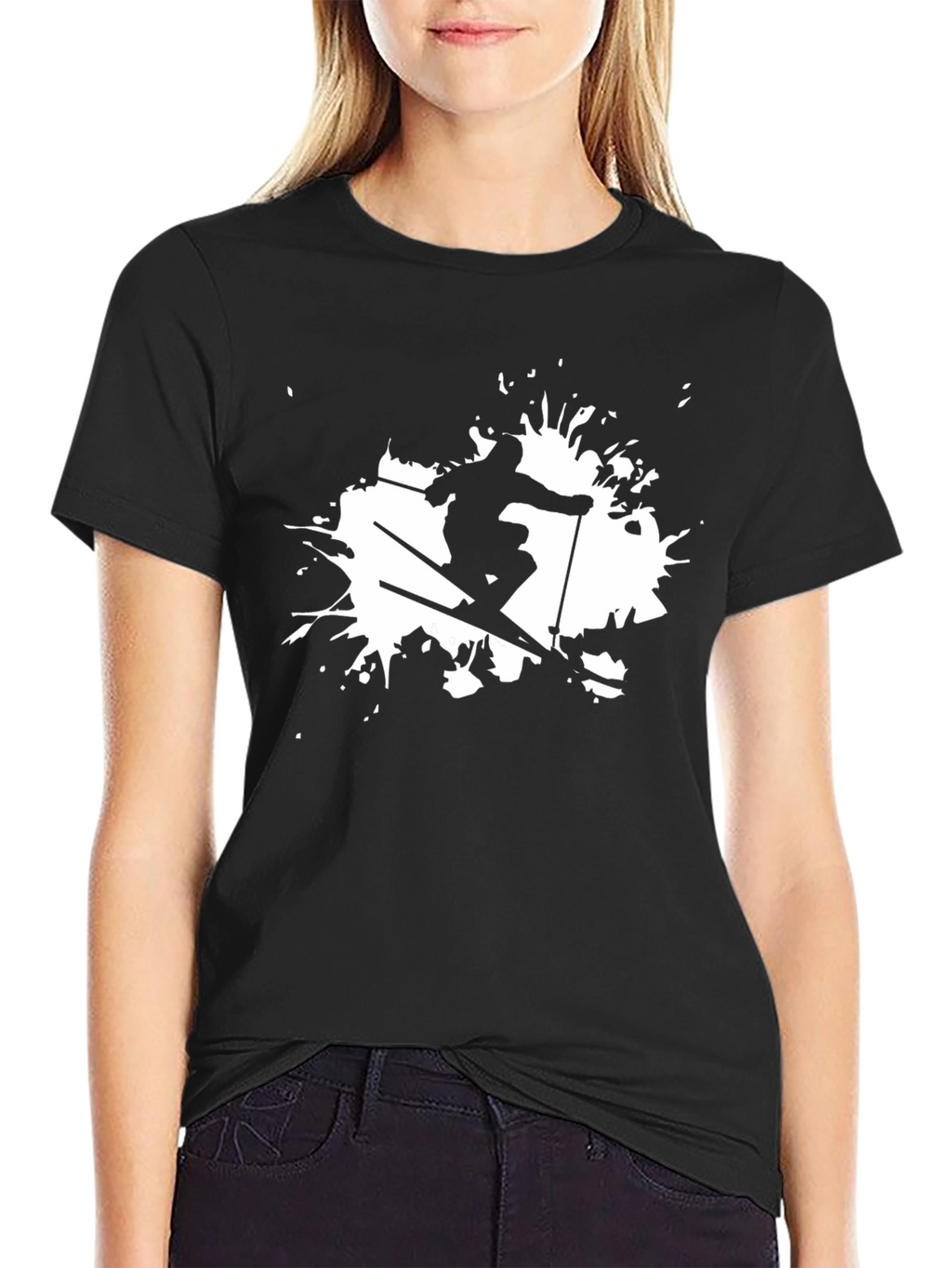 Skiing Graphic Black T-Shirt