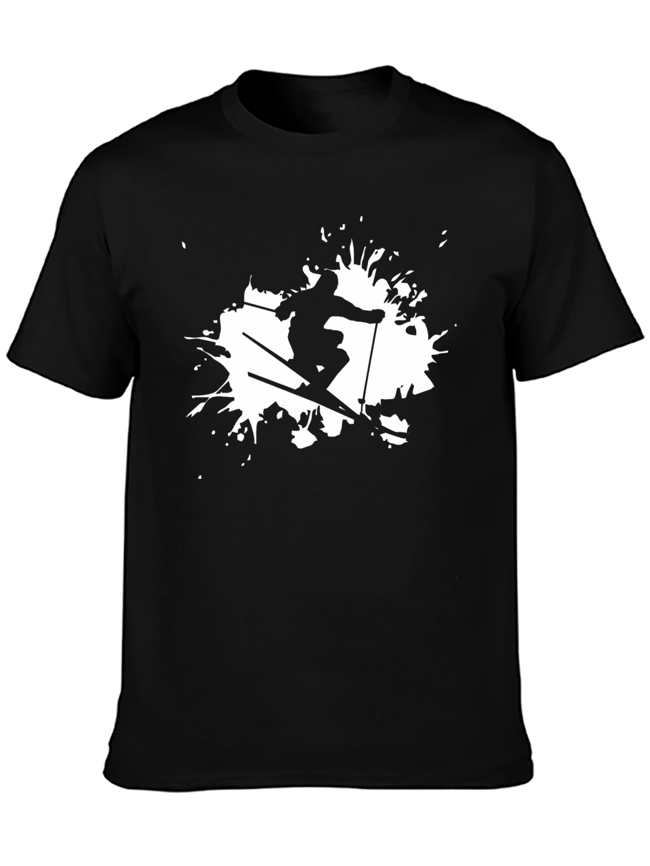 Skiing Graphic Black T-Shirt