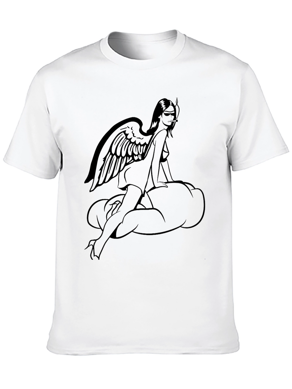 Angel Wing Woman Graphic T-Shirt - Black