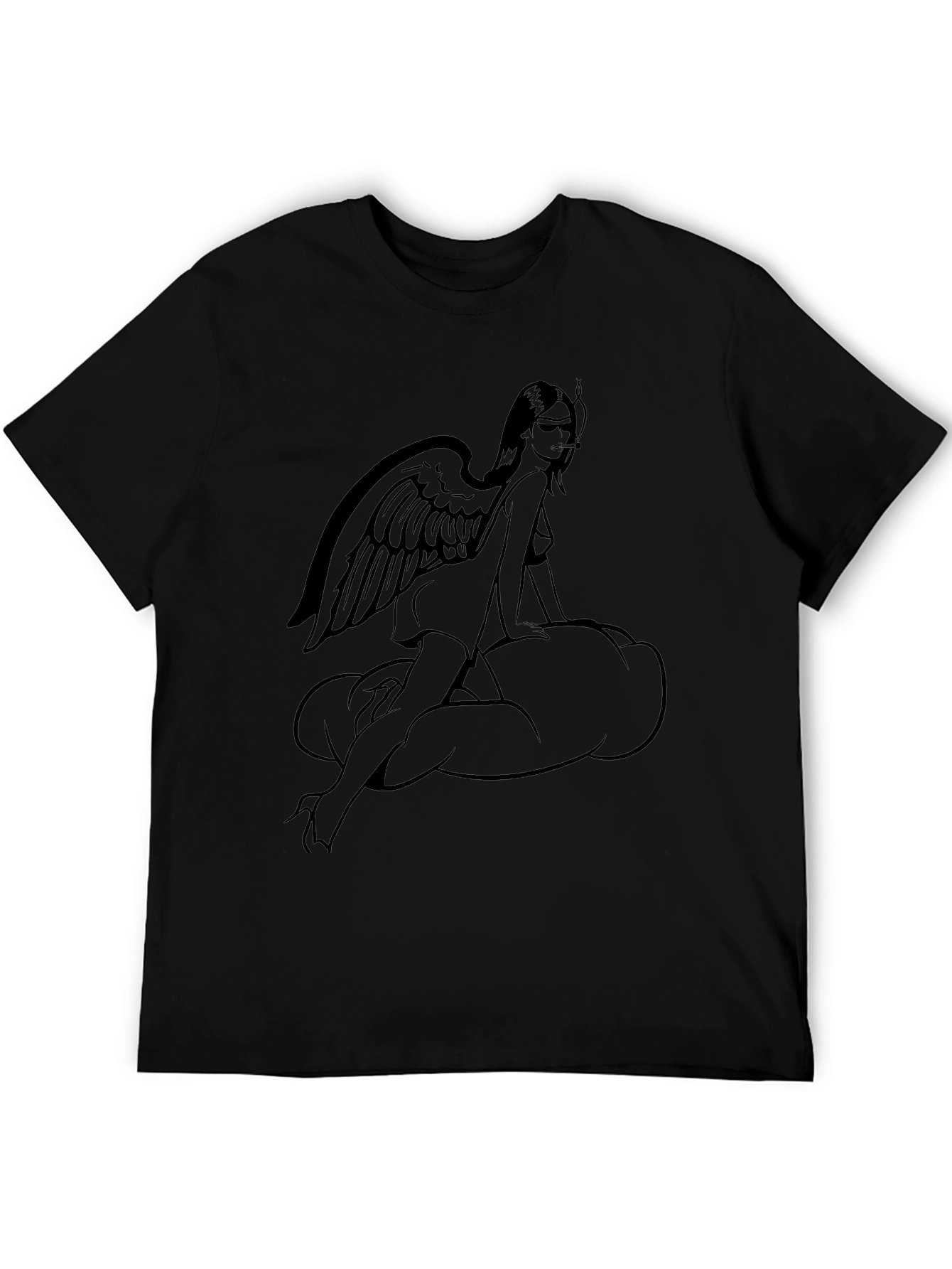 Angel Wing Woman Graphic T-Shirt - Black