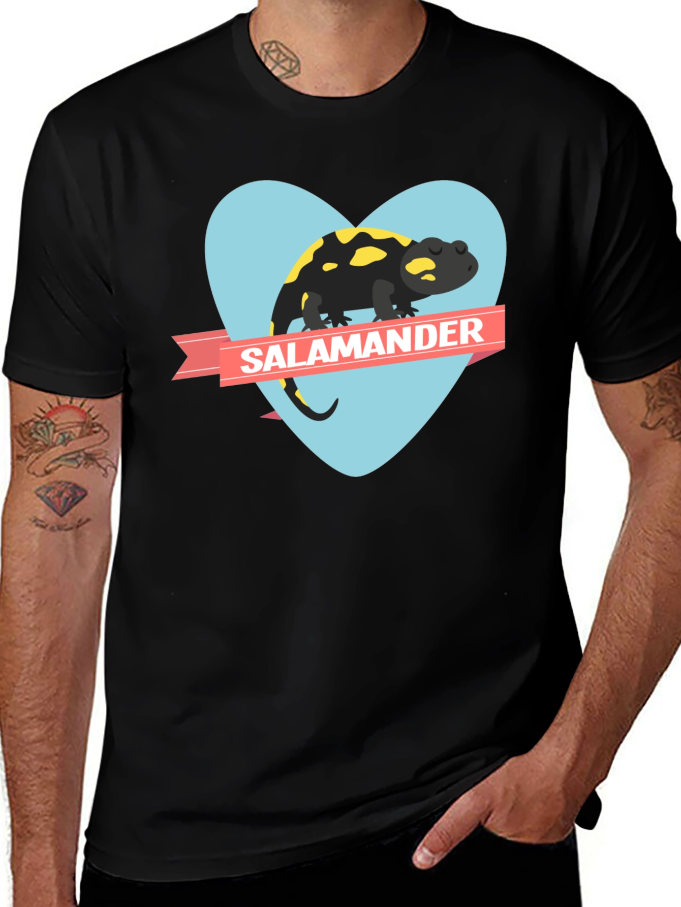 Salamander Heart Graphic Black T-Shirt