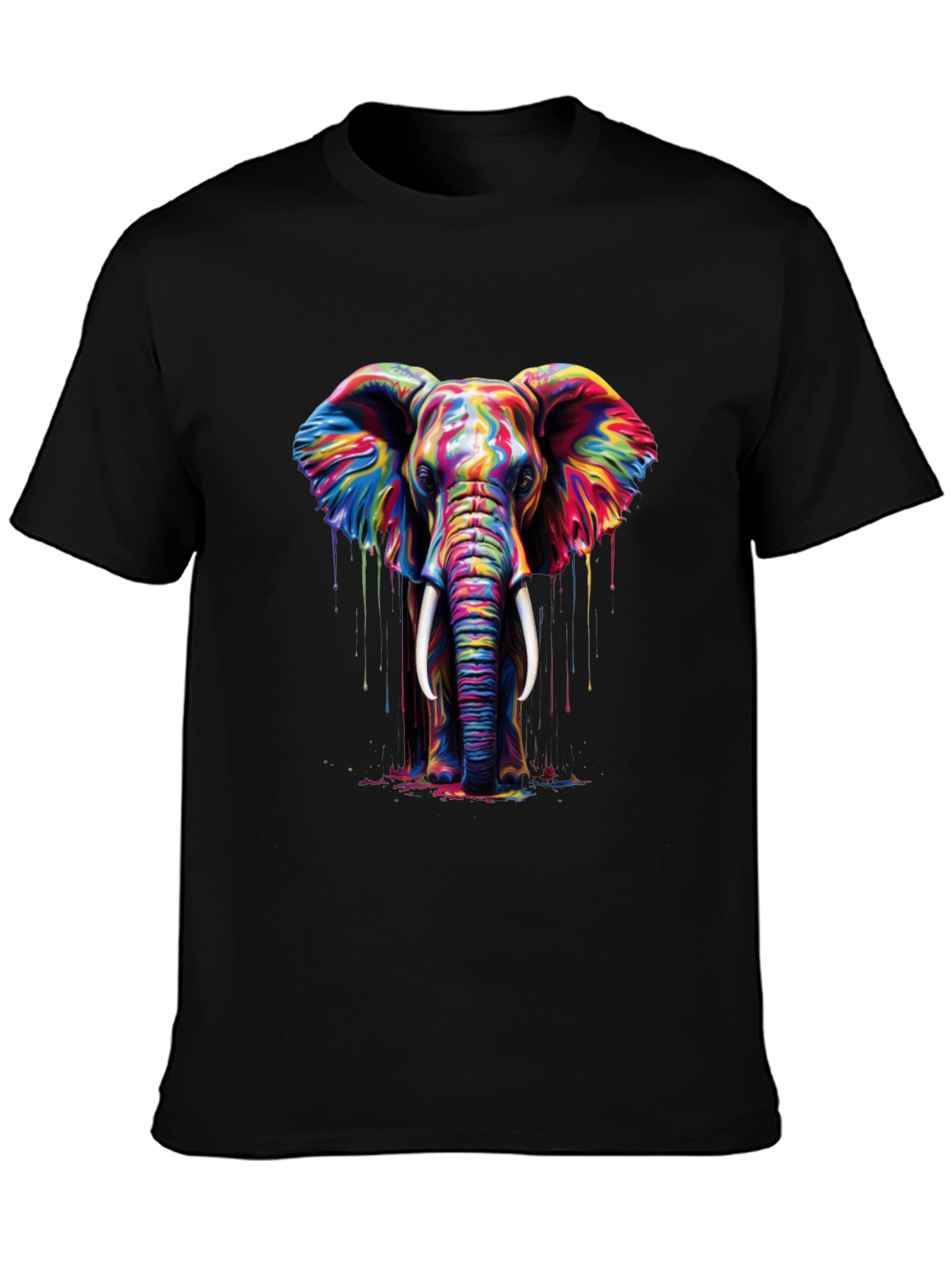 Colorful Elephant Graphic Print T-Shirt